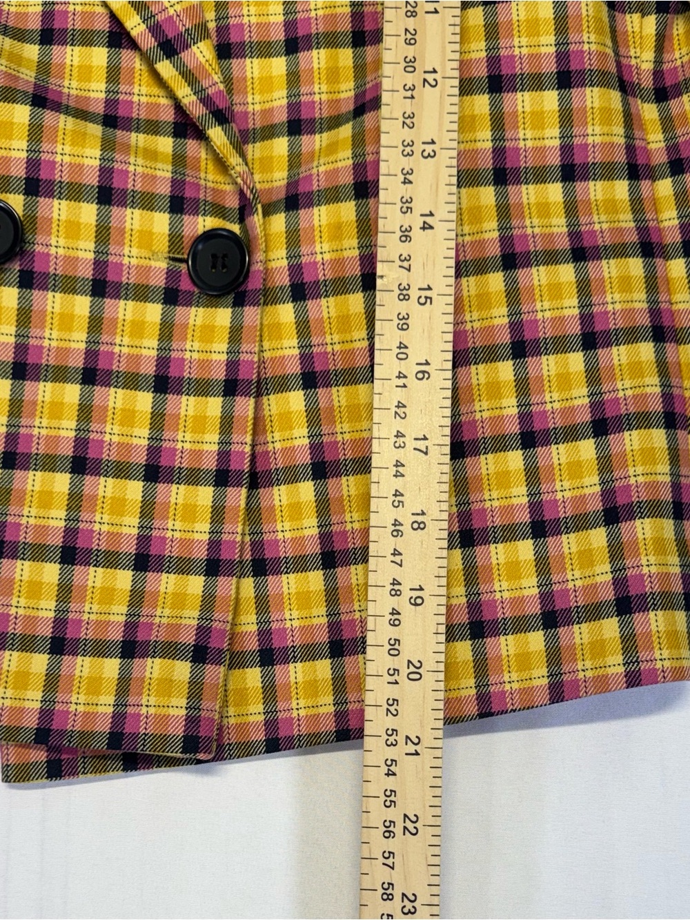 Topshop Pink and Yellow Plaid Double-Breasted Blazer - Picture 4 of 7
